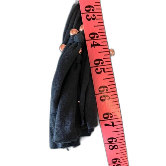 Modern Boho Chic Business Casual Teal Blue w/Silver Beading & Fringe Scarf - Picture 2 of 4